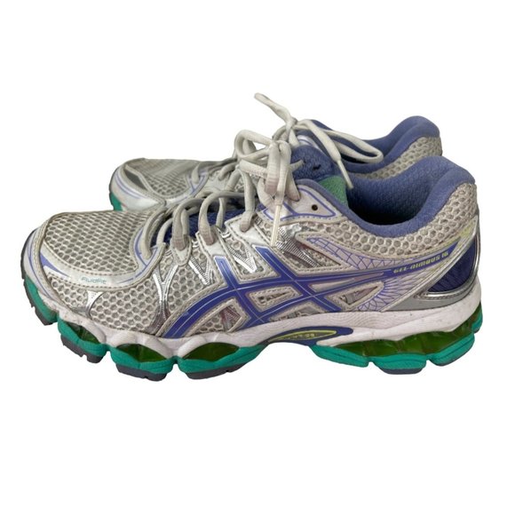 Asics - GEL-Nimbus 16 White Purple Teal Running Shoes - Women's 8 - T485N - Picture 4 of 9